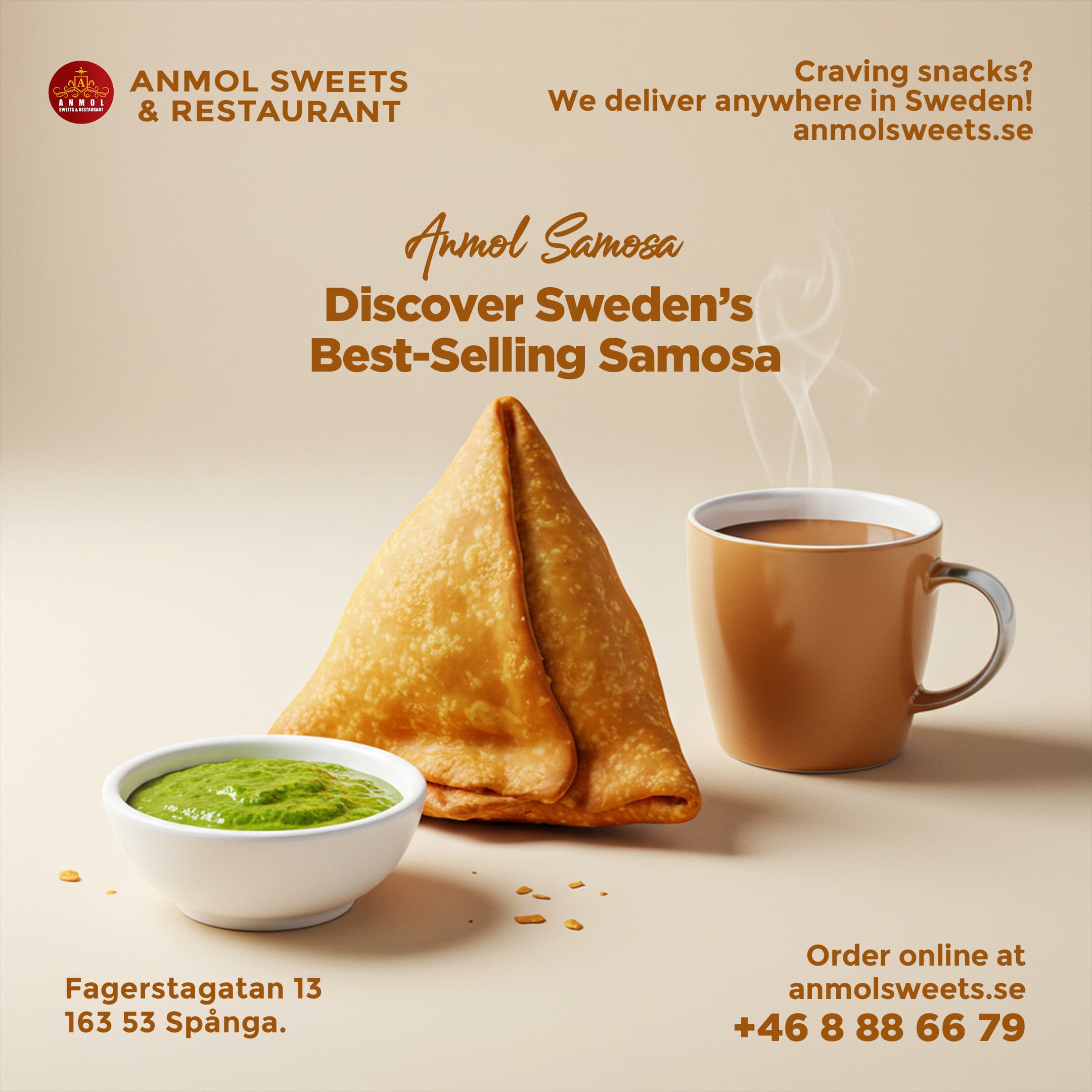 Freshly made samosa at Anmol