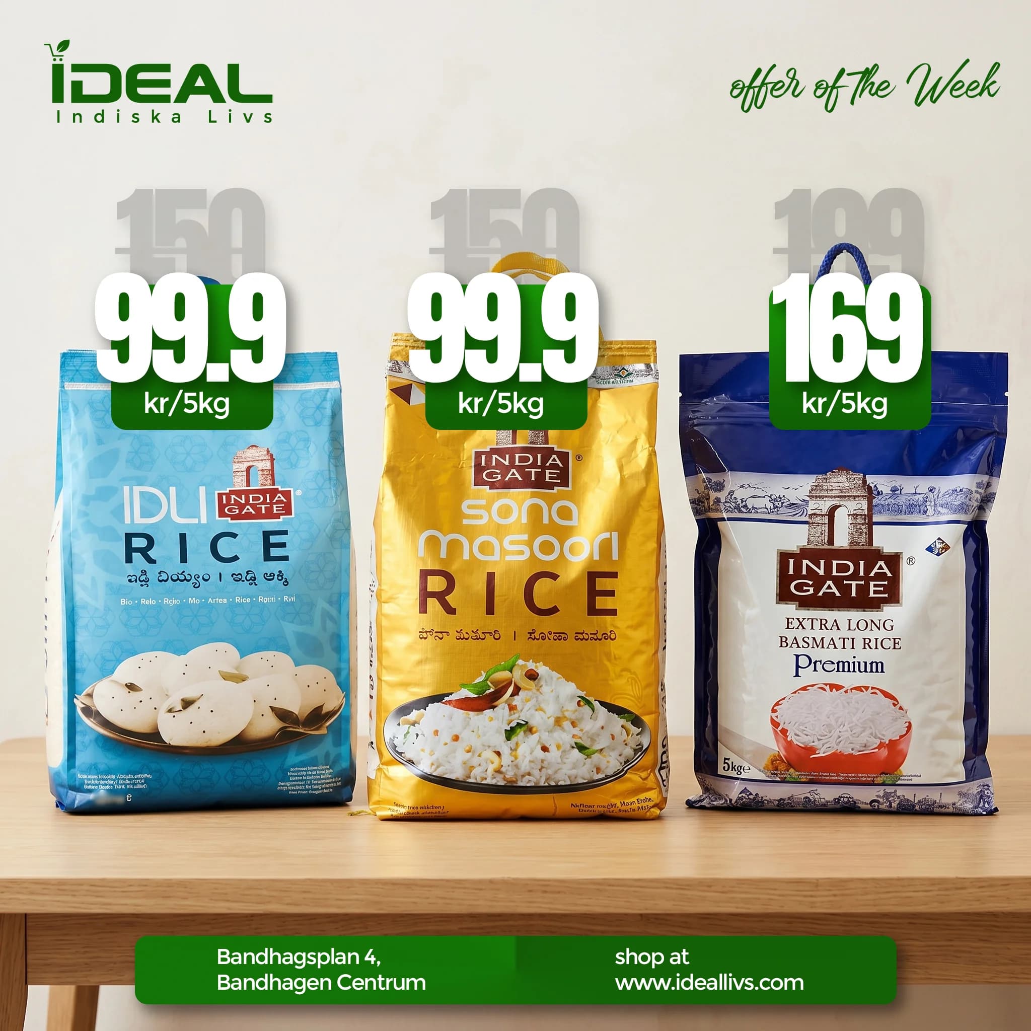 Indian rice brands at Ideal Indiska Livs